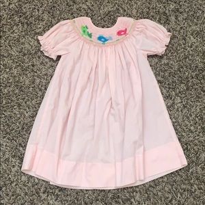 Pink and Green with Birds Smocked Dress